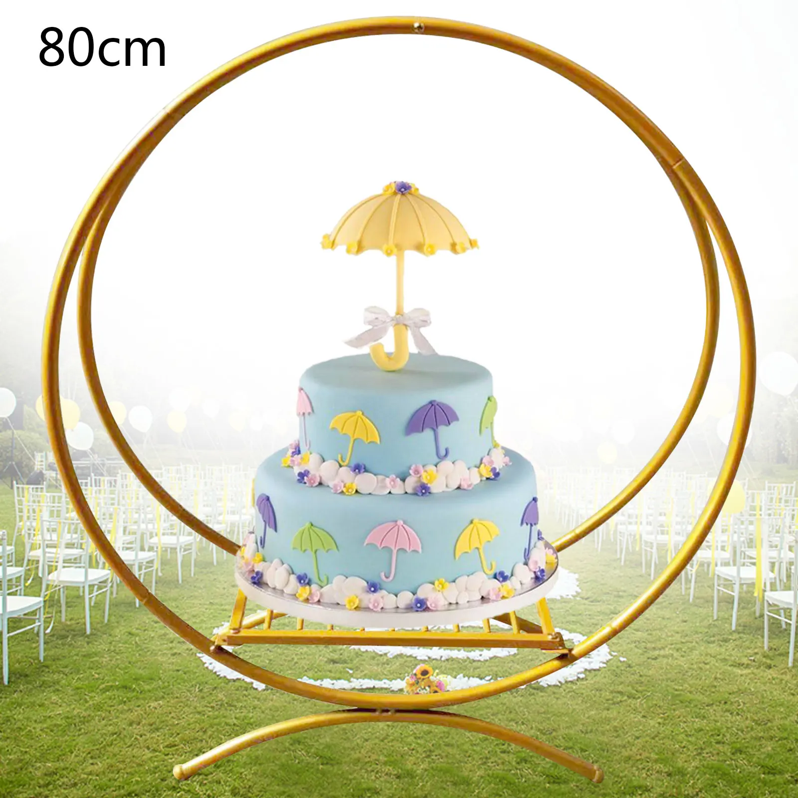 Cercle en Métal localité pour Décoration de Mariage, Cerceau Floral, Support à Gâteau, Toile de Fond Florale, Grand Décor, 80cm