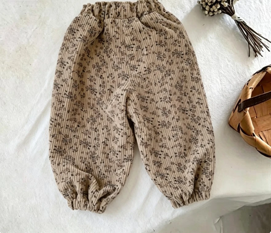 Toddler Corduroy Harem Pants Childre Floral Leopard Print Loose Trousers Popular Children Soft Casual Bottoms For Little Ones