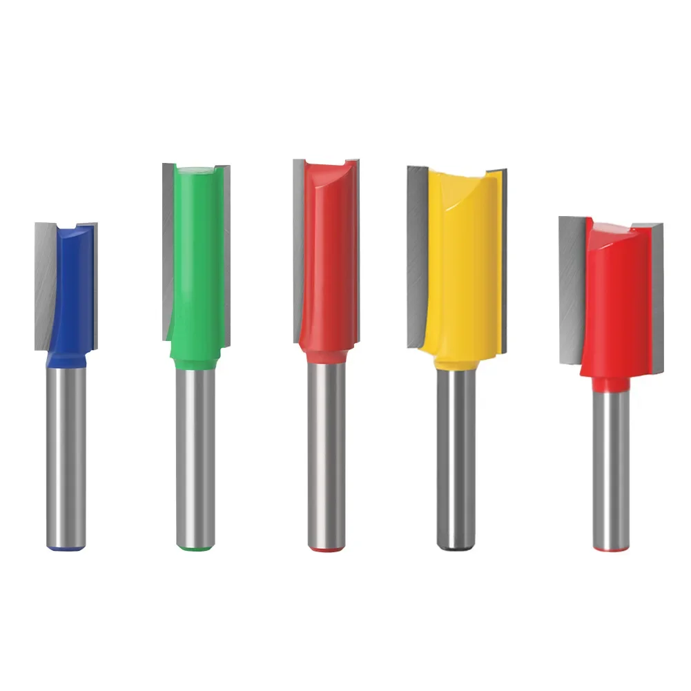 1 unidad de fresa de vástago de 1/4 ", 6,35 MM y 6MM, broca recta para tallado de madera, broca enrutadora de flauta doble individual de carburo de tungsteno, fresado de madera