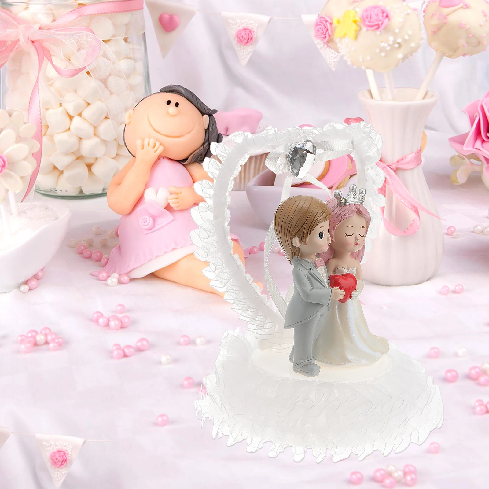 

Bride Groom naments Decorations Wedding Bridegroom Adornment Statue Resin Material Easy Clean Romantic Elements Compact Size