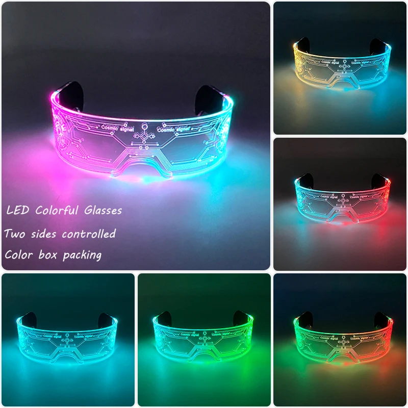 Modische Leuchtende Dekorative Brillen Neon-Licht-Dekoration LED-Sonnenbrille für Nachtclub DJ Tanz Musik Rave Kostüm Nacht