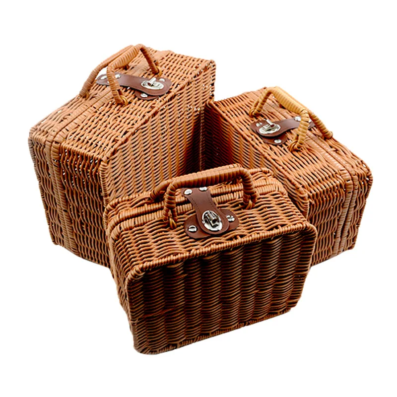 Portable Rattan Woven Storage Box, Storage Basket, Photography Props, Companion