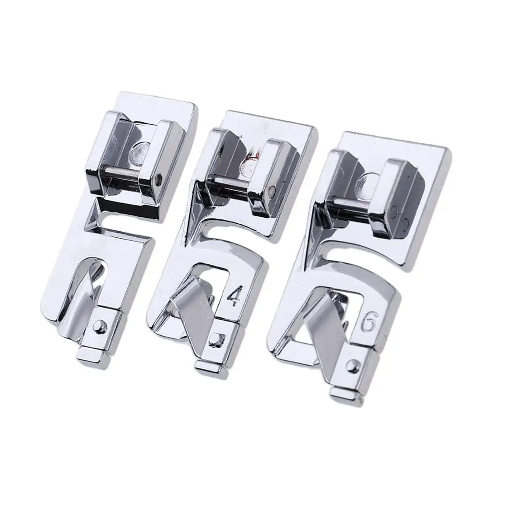 3 Pieces Universal Steel Sewing Machine Hemmer Rolled Hem Presser Foot Feet Set