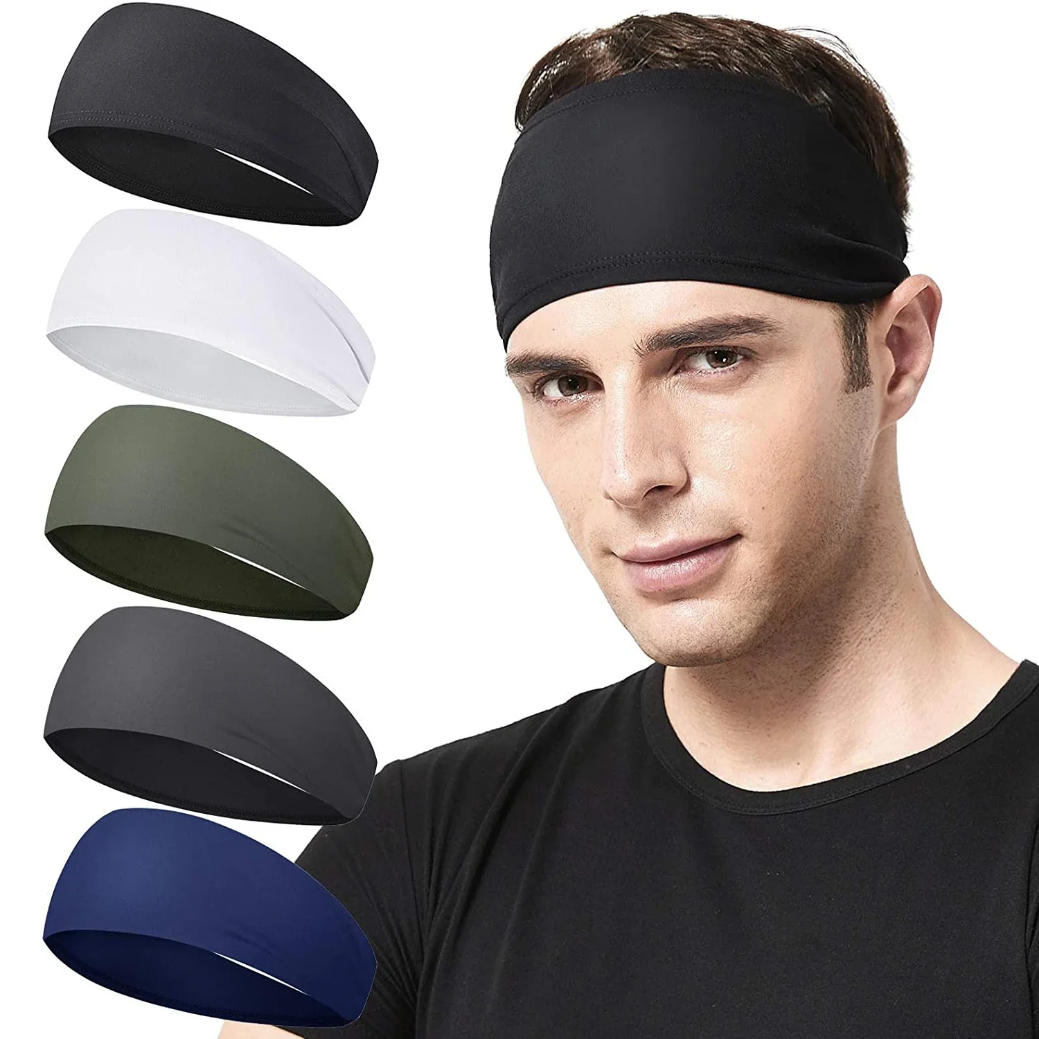 Sports Solid Color Headbands Elastic Non Slip Quick Dry Workout Fitness Yoga Unisex Hairband Sweatband Bandana Hair Accessories