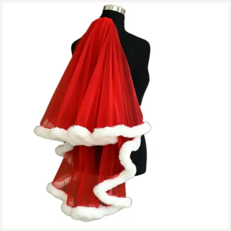 

Christmas Cosplay Headpiece Furry Edged Veil Durable Mesh Party Accessory
