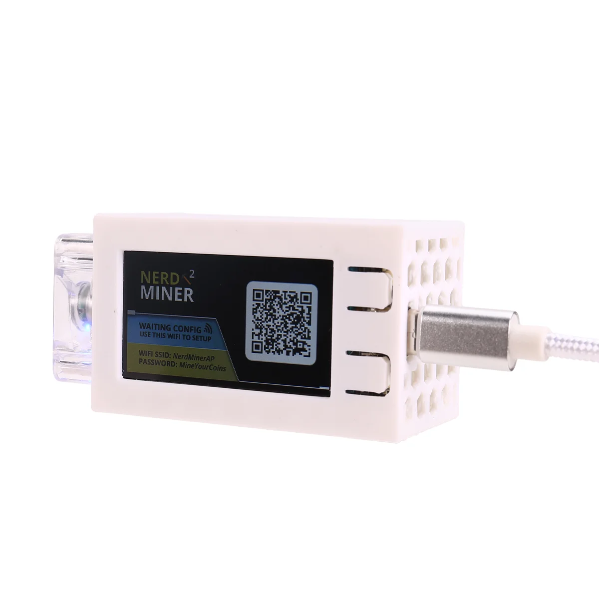 Für Nerdminer V2 Pro Miner 78KH/S Mini Bitcoin Lottery Miner mit leuchtendem Lüfter BTC Solo Lottery Mining Miner Weiß