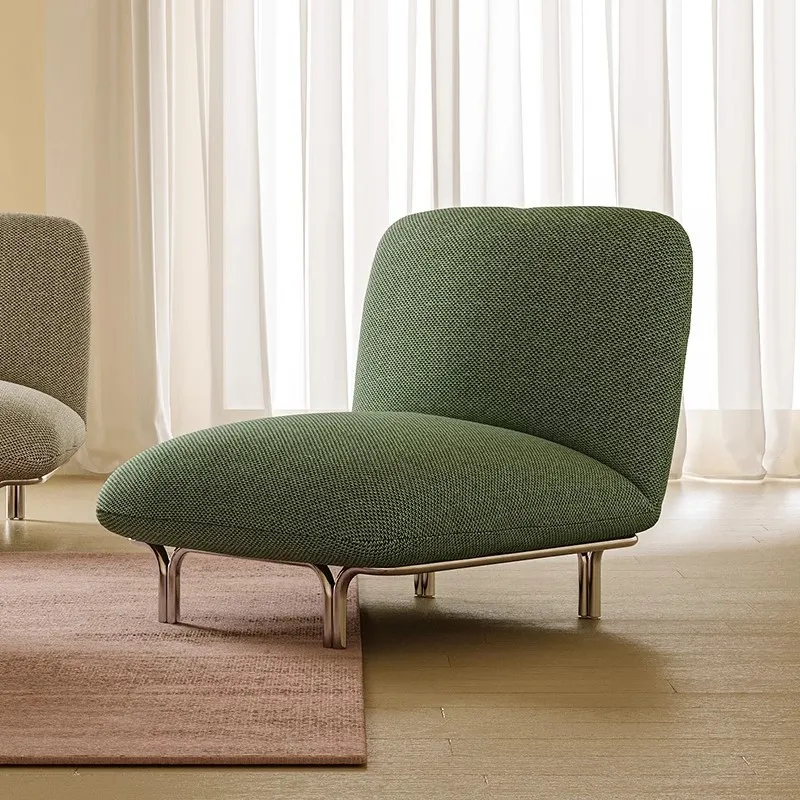 

Wabi single sofa chair antique minimalist designer balcony bedroom stainless steel light luxury leisure chair