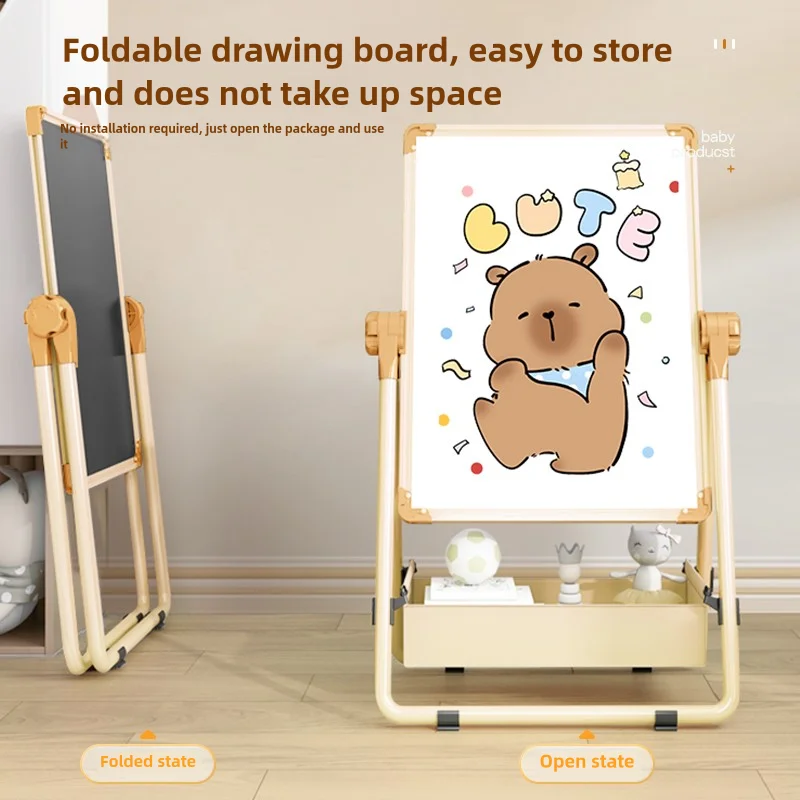 لوحة رسم للأطفال، تعليم مغناطيسي على الوجهين للأطفال، حامل سبورة صغير للمنزل، جرافيتي ملون، كتابة قابلة للمسح مع #3