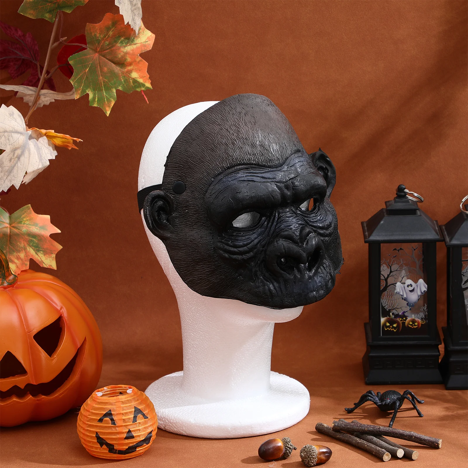 หน้ากากลิงครึ่งหน้า สำหรับงานปาร์ตี้ฮาโลวีน งานเทศกาลคอสเพลย์ อุปกรณ์เสริม หน้ากากสยองขวัญ น่ากลัว น่าขนลุก