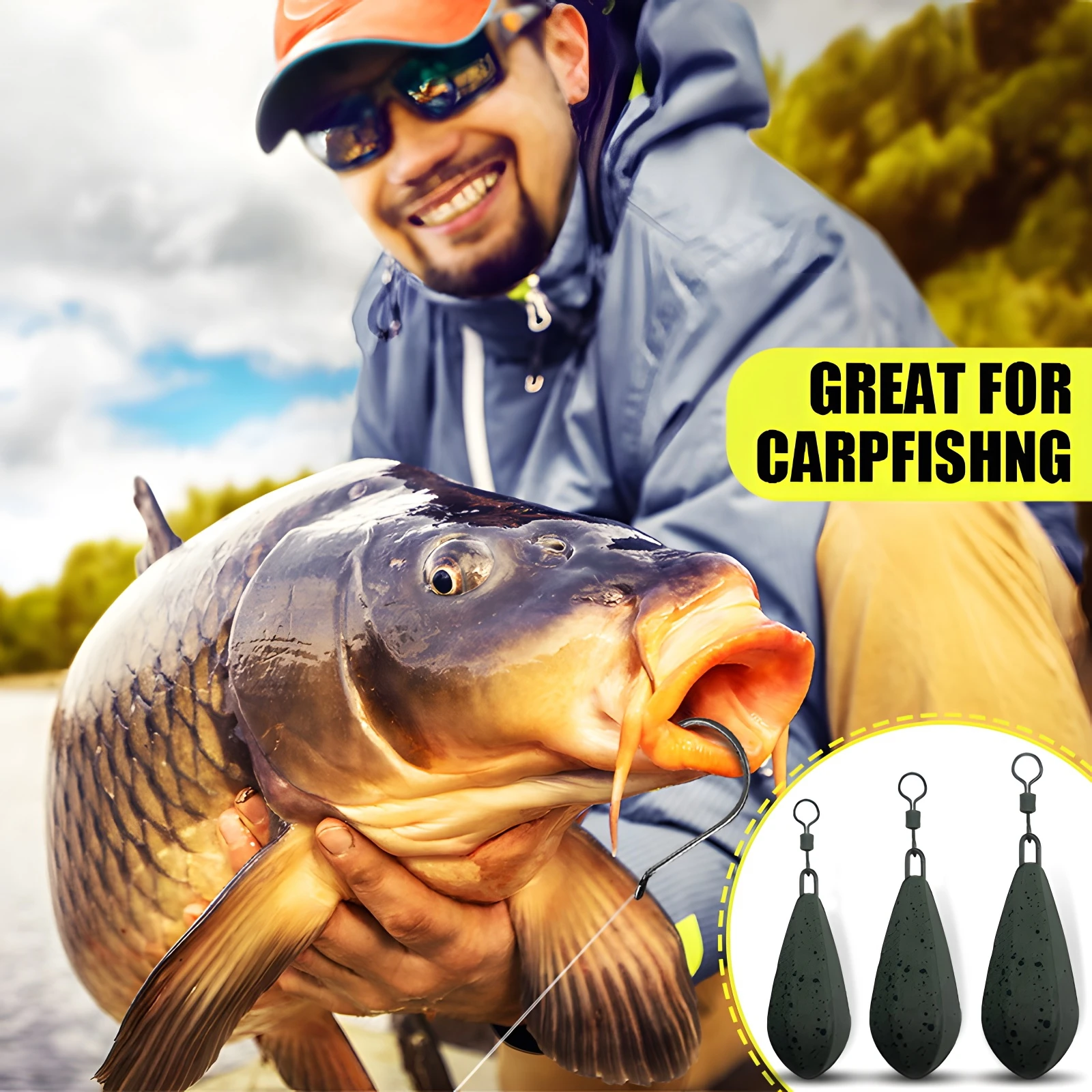 Carp fishing weight, 56g/71g/85g/99g/113g, suitable for freshwater and seawater, not easily corroded