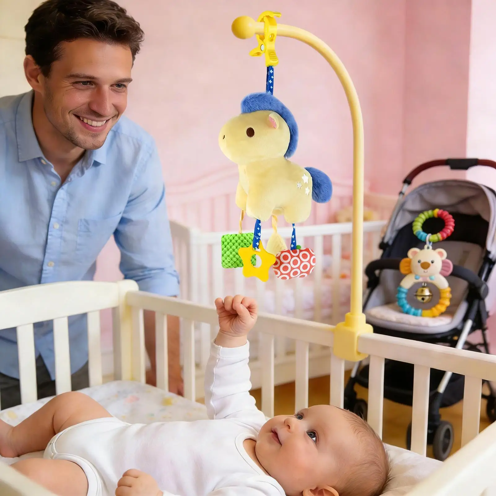 Kids Teether Lunar New Year Horse Teething Toys Kids Soothing Bed Bell For Boys Girls Nursery Home Travel Stroller Car Road