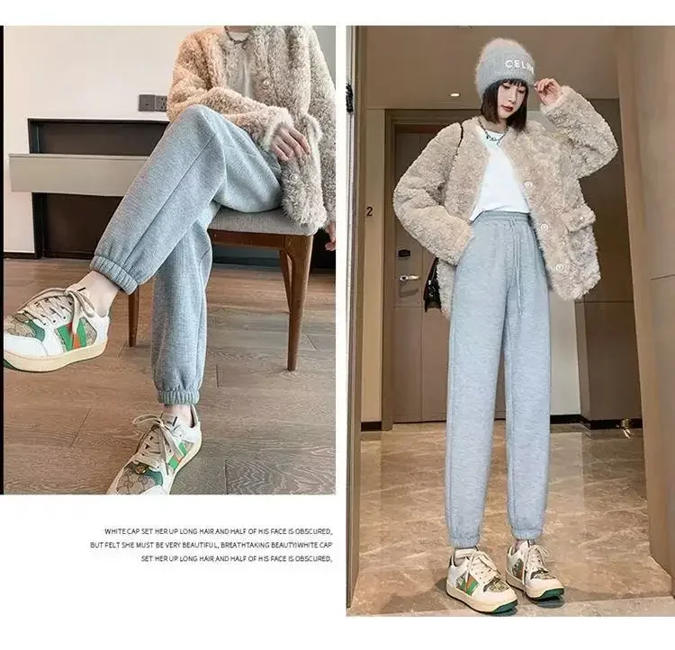 

Women's Thick Add Velvet Harem Pants, Long Pants, High Rise, Loose Warm Trousers, Casual, Sports, 150kg Plus Size, Autumn Winter