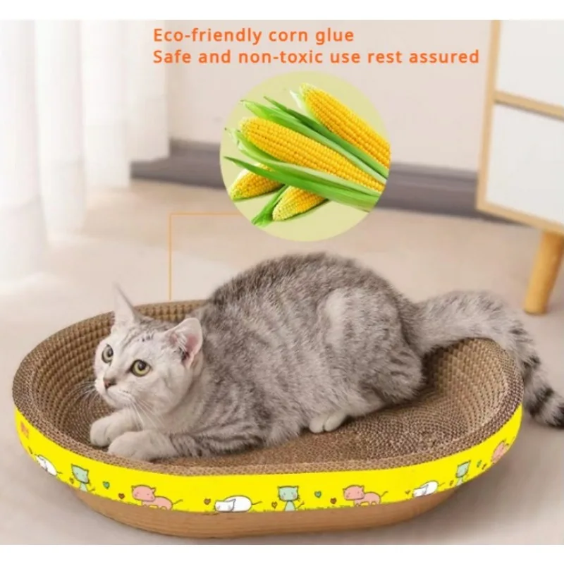 

Amusing Cat Scratching Board, Protect Furniture, Grinding Claw Toys, Oval Corrugated Paper, Wear-Resistant Cat Nest, Cat Accesso