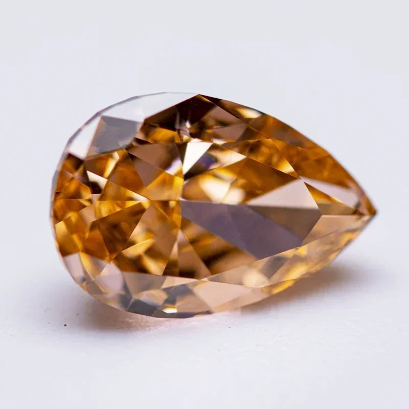 

Q-Cubic Zirconia Crushed Ice Cut No Certificate Pear Shape Morgan Orange Color Charms Beads Ring Necklace Earrings Main
