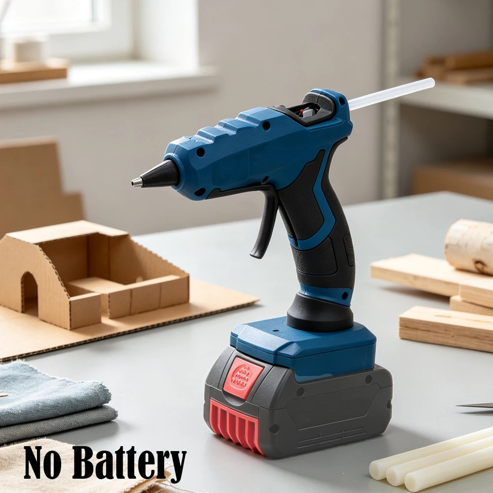 60W Kabellose elektrische Heißklebepistole für Bosch 18V Lithium-Akku, Reparatur-DIY-Pistole mit 10 Stück 7mm Klebesticks (ohne Akku)