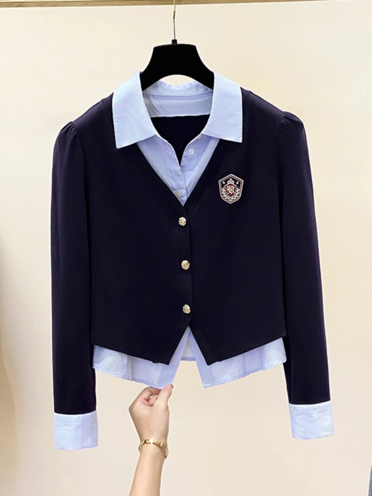 

plus Size Women's Casual Long Sve irt Cover up Korean Sle College Faion Brand Button up Top Slimming Top