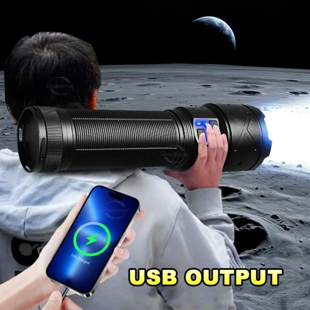 Most Powerful LED Flashlight Long Range 3000M Tactical Hand Lamp Type-C Charging Outdoor Work for Camping Lantern