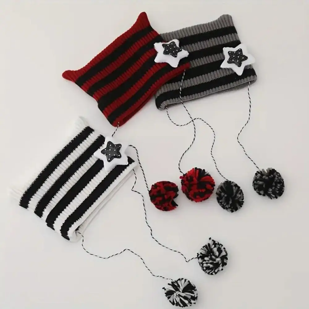 لطيف Harajuku آذان القط محبوك قبعة Y2K الهيب هوب مترهل محبوك بيني ستار سميكة قبعة صوفية الدراجات #4