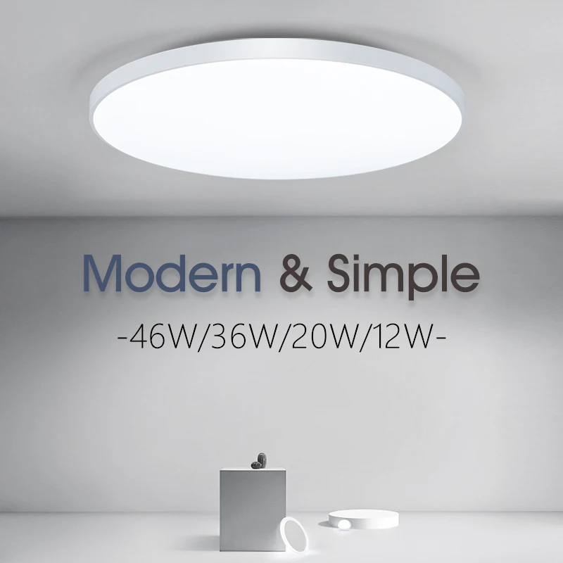 MARPOU Ultra Thin LED Ceiling Lamp 12W 20W 36W 46W Lights Lndoor Modern Round Surface Mounted Ceiling Light Kitchen Decor 220V