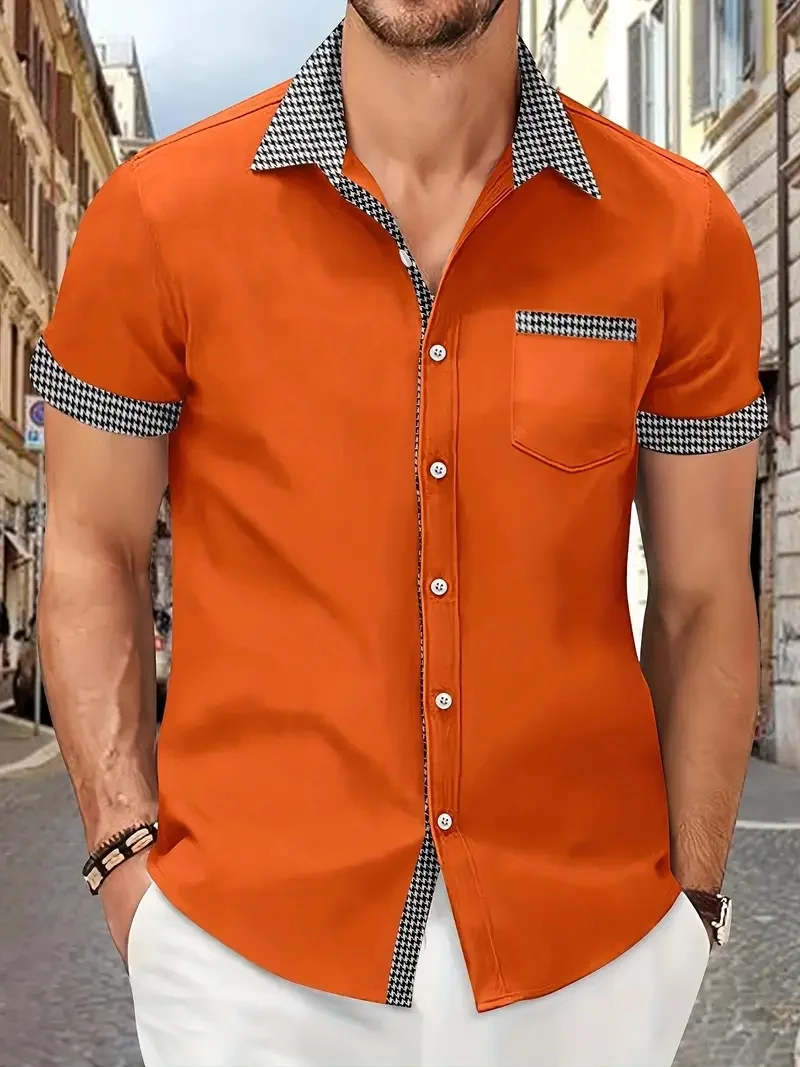 Men\'s casual fashion printed short sleeve shirts, summer vacation men\'s shirts for business vacation beach, men\'s tops