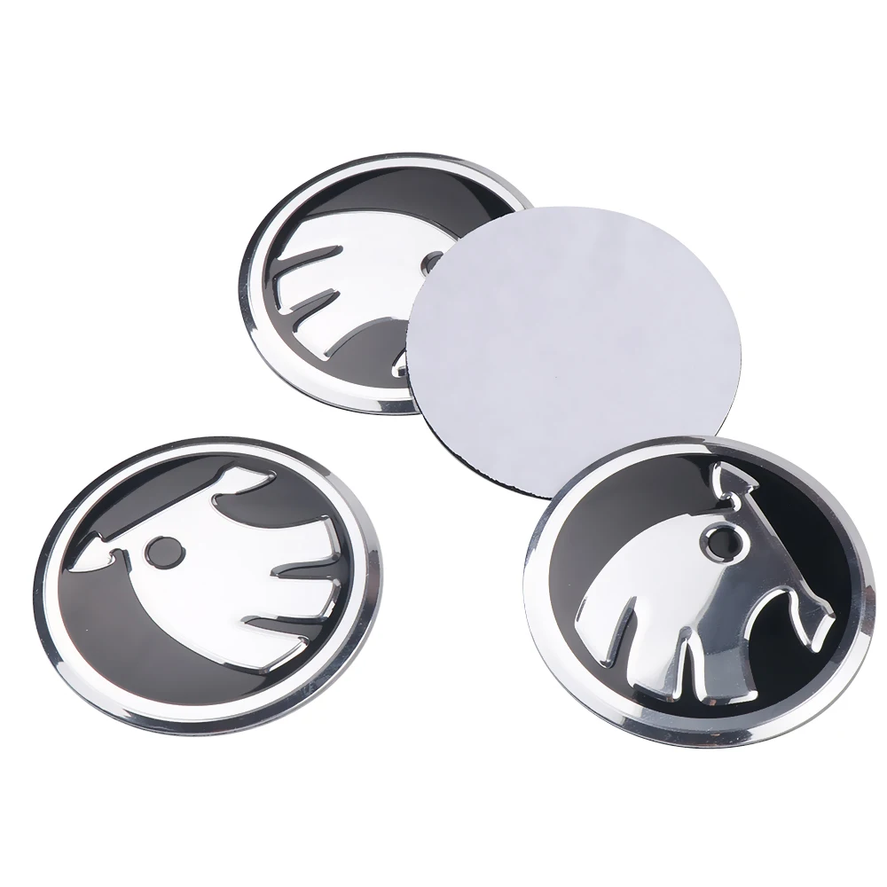 4PCS 56mm Aluminium Alloy Auto Car R Wheel Hub Center Caps Emblem Sticker for Skoda YETI OCTAVIA FABIA Superb JETTA Car Styling