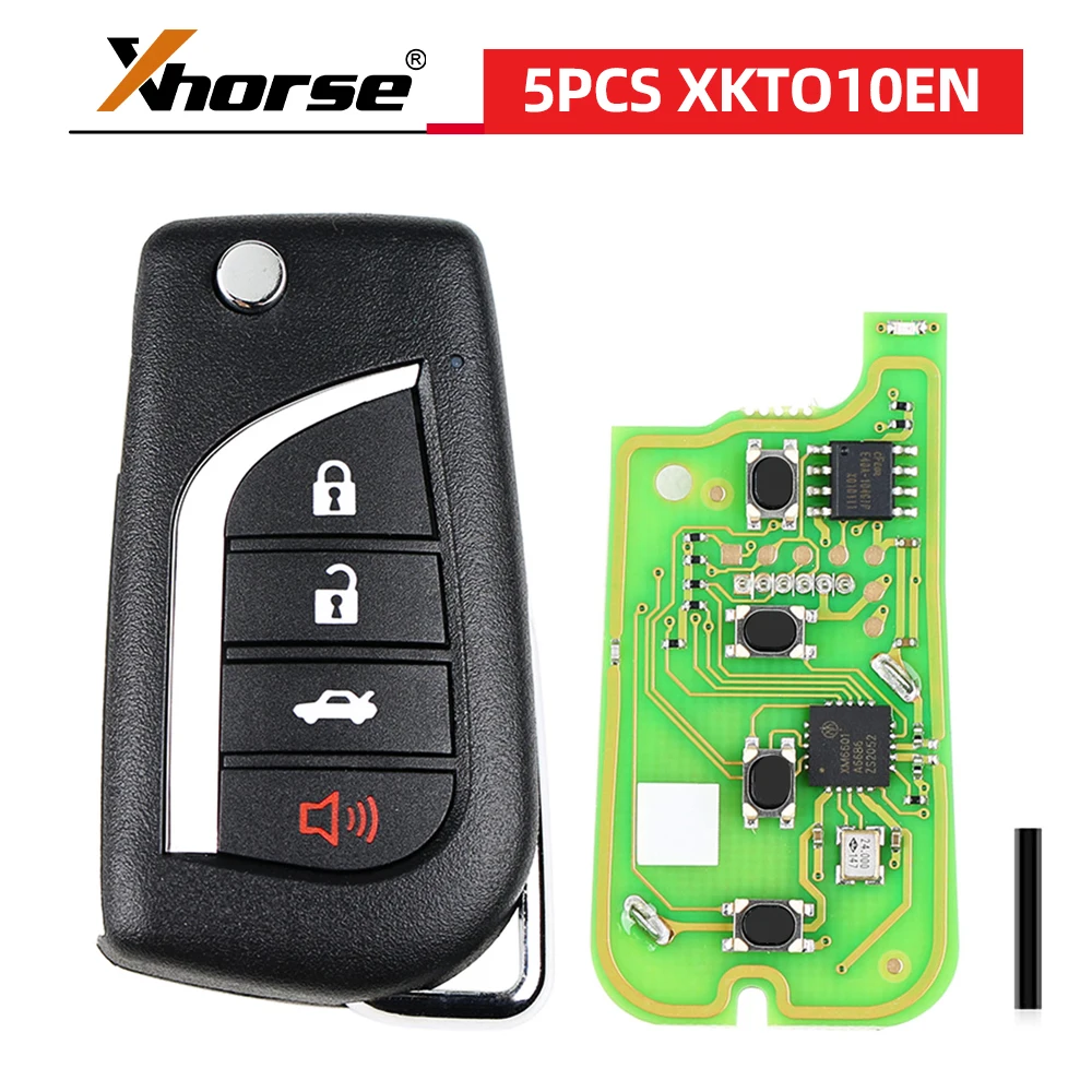 

5pcs/lot XHORSE XKTO10EN for Toyota Style(Flip-4BTN) Wired Universal Remote Key Fob 4 Button for VVDI Key Tool