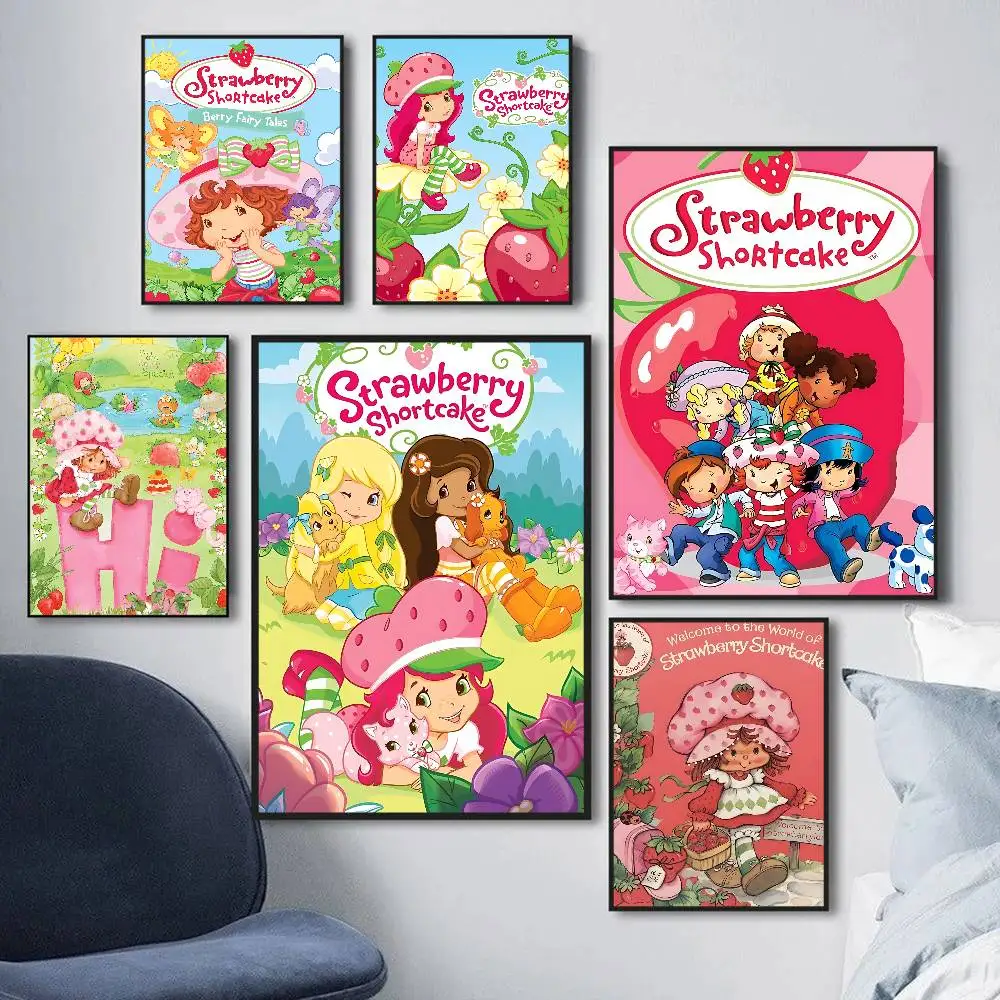 Strawberry S-Cute-S-Shortcake Whitepaper Poster Waterproof Paper Sticker Coffee House Bar Aesthetic Art Wall Painting