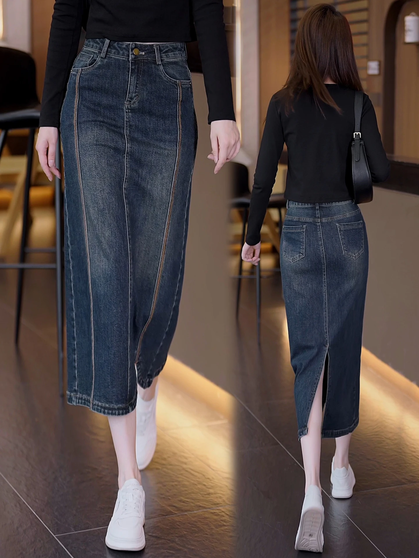 Retro Denim Asymmetrical A-Lin - đánh giá và giá A-Line Skirt Midi