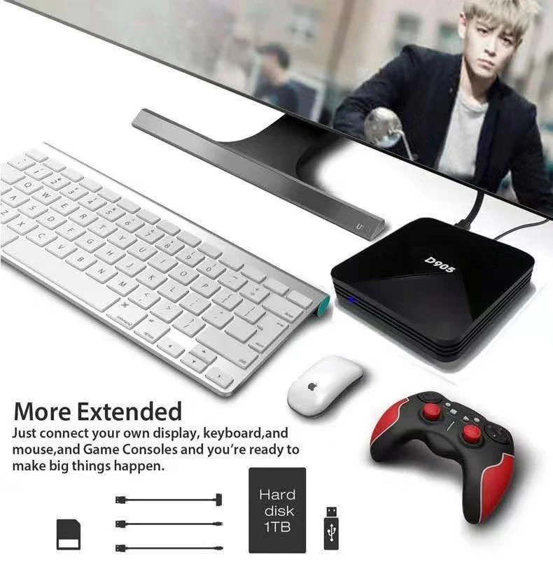 D905 صندوق التلفزيون أندرويد 7.1 Amlogic S905L ARM Cortex-A53 ريال رام روم 1G 2G 8G 16G 4K مجموعة صندوق فوقي 2.4G 5G مشغل الوسائط pk TX3 mini