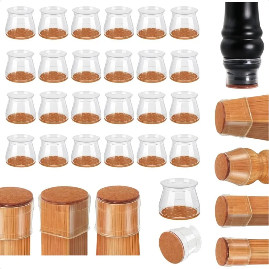 

Chair Leg Floor Protectors Silicone Caps Cups Sliders with Felt Pads NonSlip Furniture Leg Covers to Protect Hardwood Tile Floo