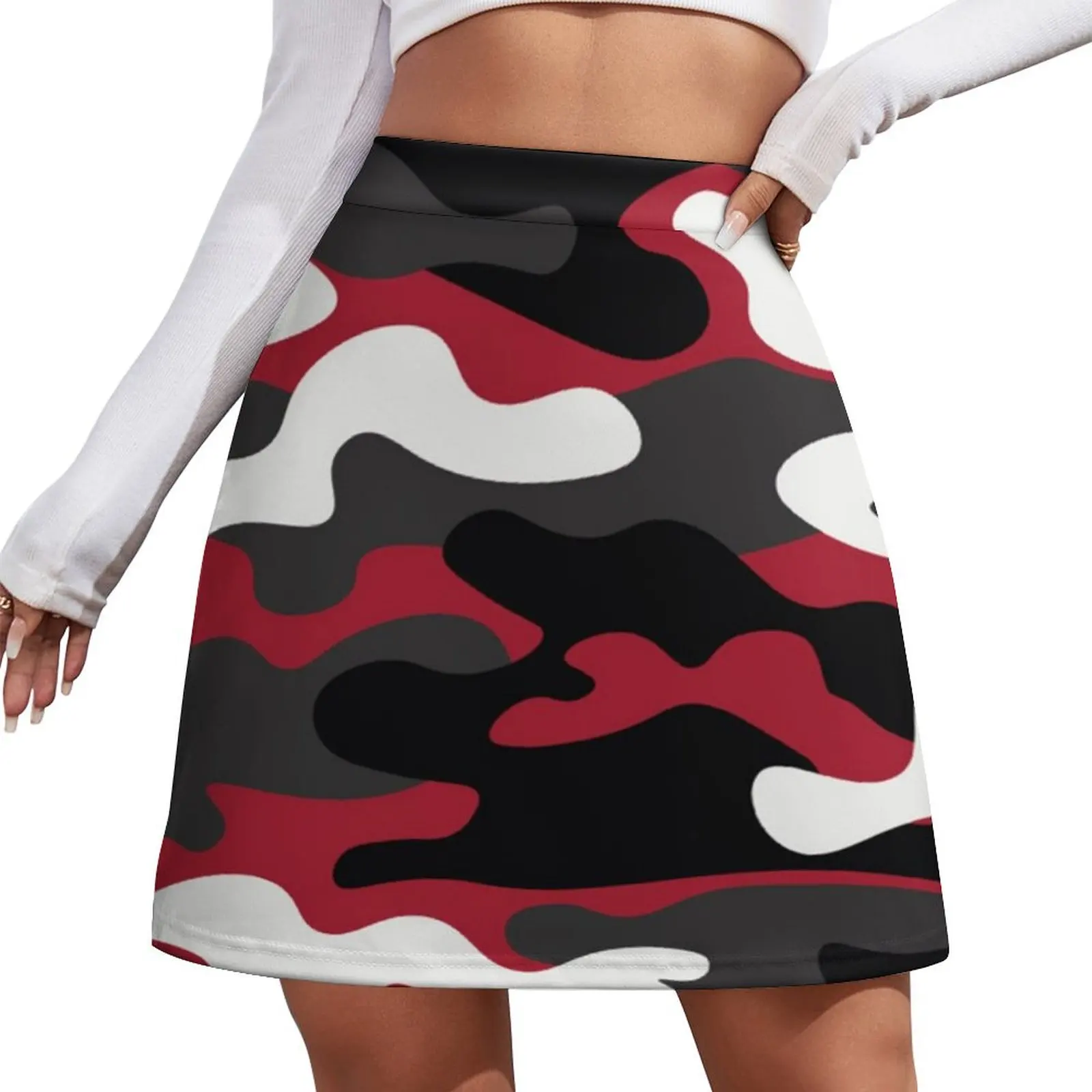 Red White Camouflage Pattern Mini Skirt Woman skirts Summer skirt cosplay