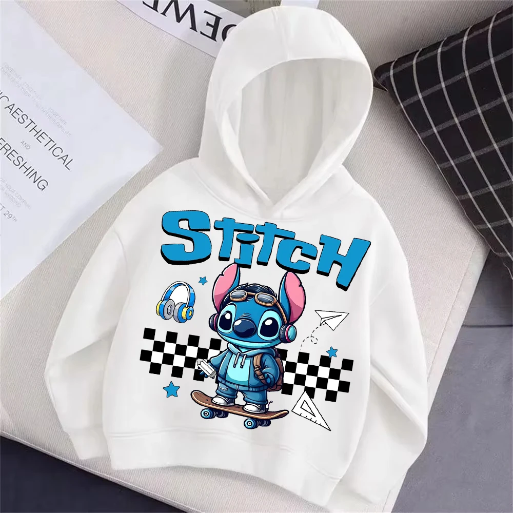 

2025 New Stitch Children's Hooded Sweatshirt - Disney Series Cartoon Print Cool Boys' and Girls' Casual Shirt for Sports
