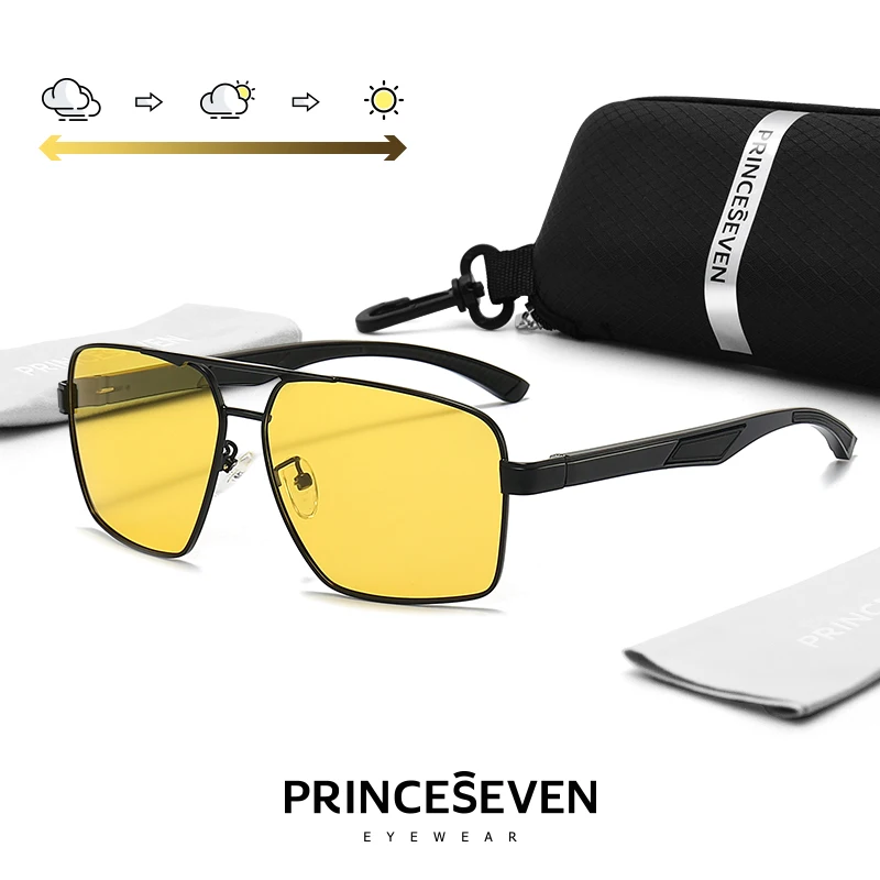 

PRINCESEVEN High Quality Photochromic Sunglasses For Men Women Polarized Day & Night Vision Chameleon Lenses Driving Eyewear