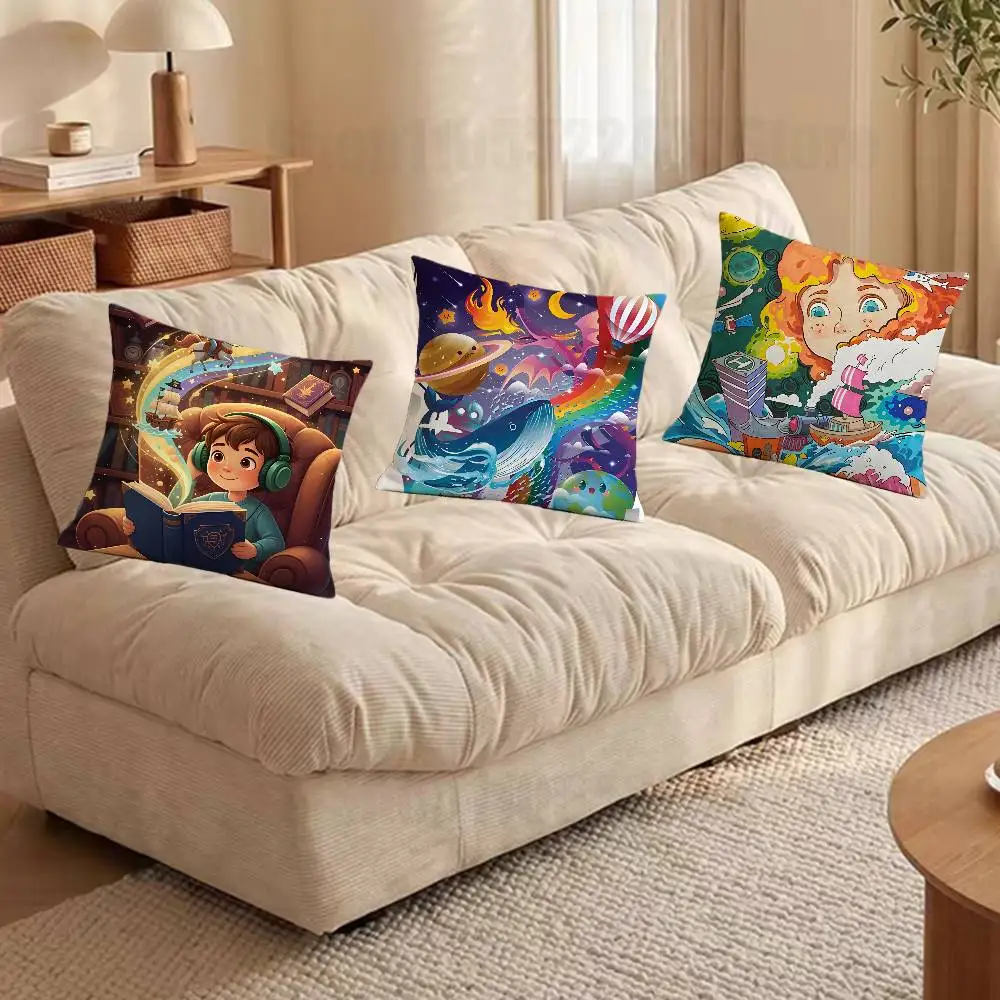 

Creative Ideas Cartoon Printing Pillowcase Customized Pillow Cover for Sofa Home Decor