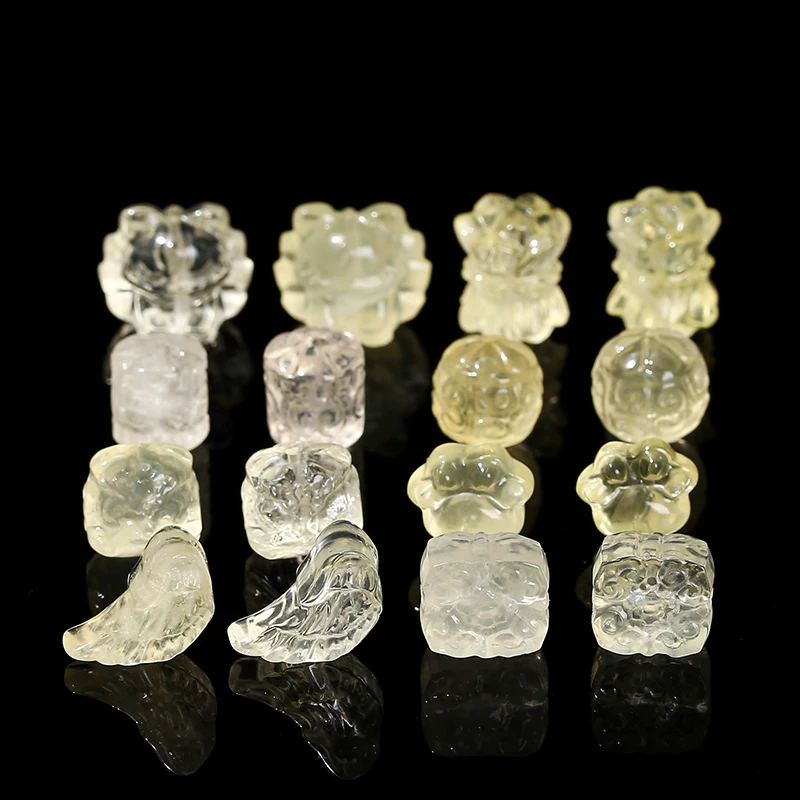 1Pc Natural Lemon Quartz Carve Accessories Beads Horses Wings Pixiu Heart Rose for DIY Jewelry Making Jewelry Craft Supplies