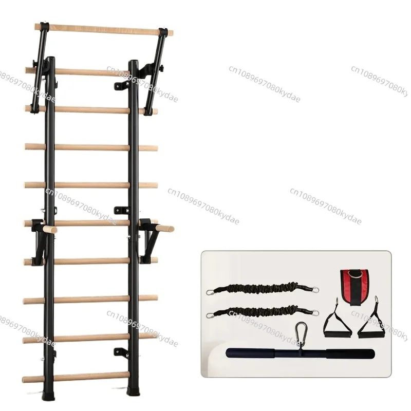 Gym Fitness Pull Up Bar Wall Mounted Wooden Swedish Ladder