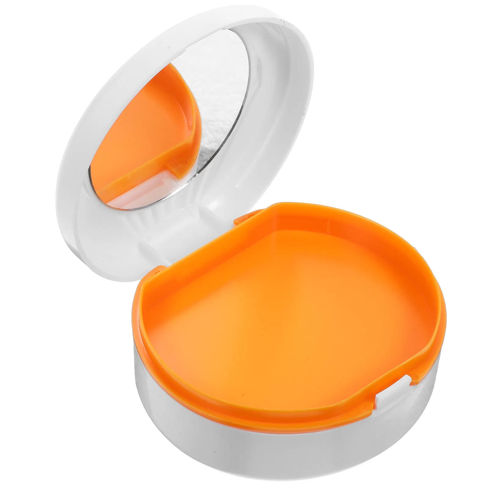 

Portable Retainer Box Sleek Color Double Layer Dental Storage Case Mirror Leak Proof Travel Carrier Pocket Denture Storage