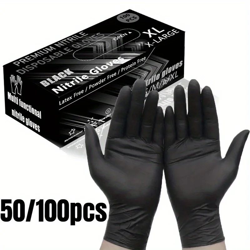 Black Disposable Nitrile Gloves, Household Cleaning Disposable Nitrile Gloves, Hairdressing and Nail Art Tools