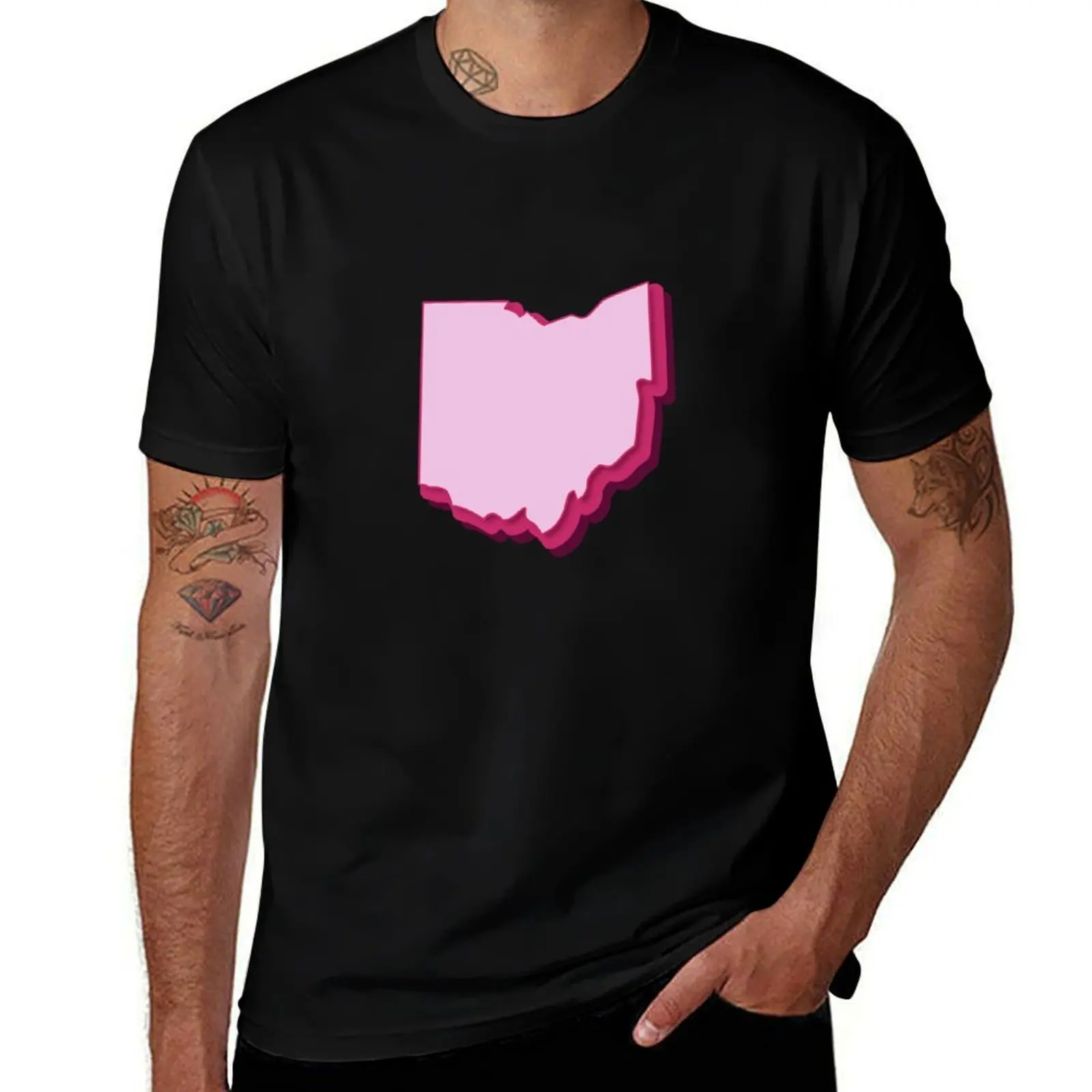 

Ohio State Map Outline - OH - Pale Pink - Hot Pink Magenta Fun, Retro, Puffy, Bubble Style 70s-meets-Y2K Vibe Map of Ohi T-Shirt