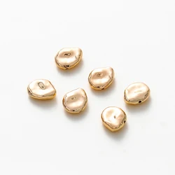 6pcs 14MM 18K Gold Color Plated Brass Irregular Spacer Beads Bracelet Necklace Beads High Quality DIY Jewelry Making Accessories