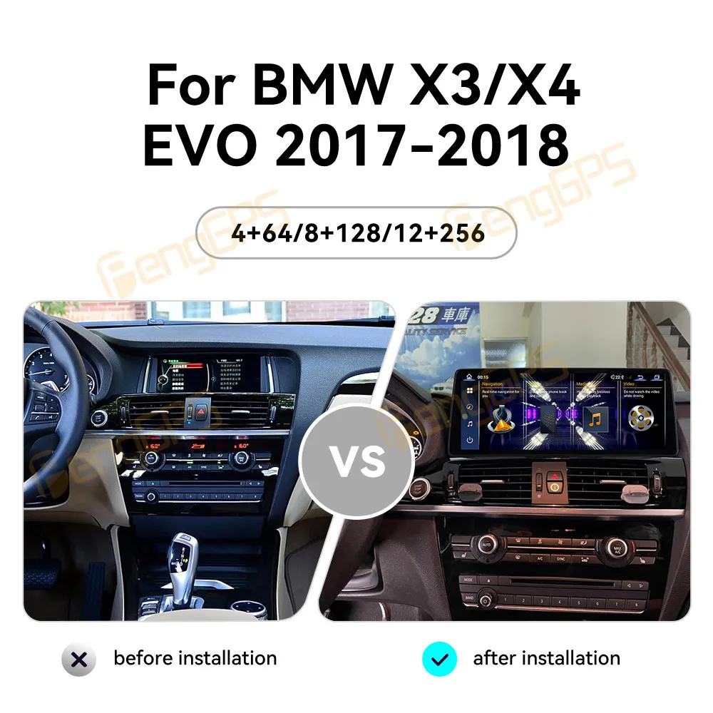 Car Radio 12.9 Inch Android 13 CarPlay For BMW X3 X4 EVO 2017-2018 Touch Screen Multimedia Player GPS Navigation Head Unit DSP