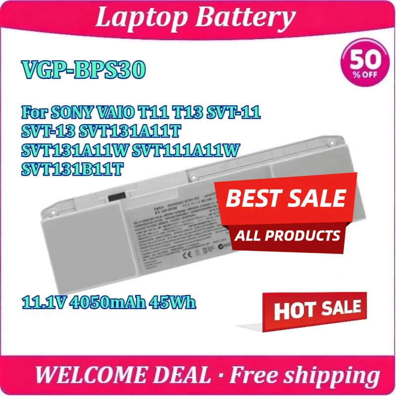

New VGP-BPS30 Laptop Battery For SONY VAIO T11 T13 SVT-11 SVT-13 SVT131A11T SVT131A11W SVT111A11W SVT131B11T 11.1V 4050mAh 45Wh