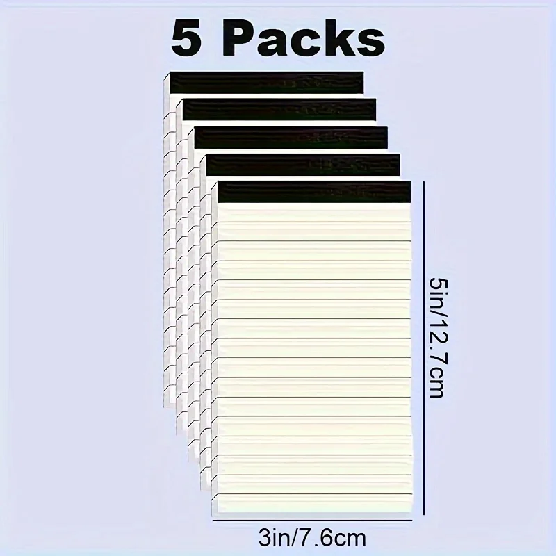 5Pcs Grid Notebook, Pocket Size Lined Notepad 7.62 X 12.7cm, 30 Sheets Per Book, School Office Study Supplies, Back to School Li