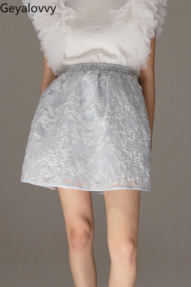 

Japanese Elastic Waist Three-dimensional Seersucker Fabric Mini Skirt Summer New Sweet and Cute Girls Versatile Short Skirts