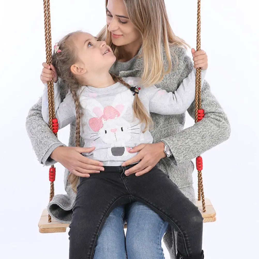 Asiento de columpio de madera para juegos al aire libre, cuerda ajustable, tablero grueso, columpio para patio de juegos para niños y adultos, asiento de columpios para patio trasero