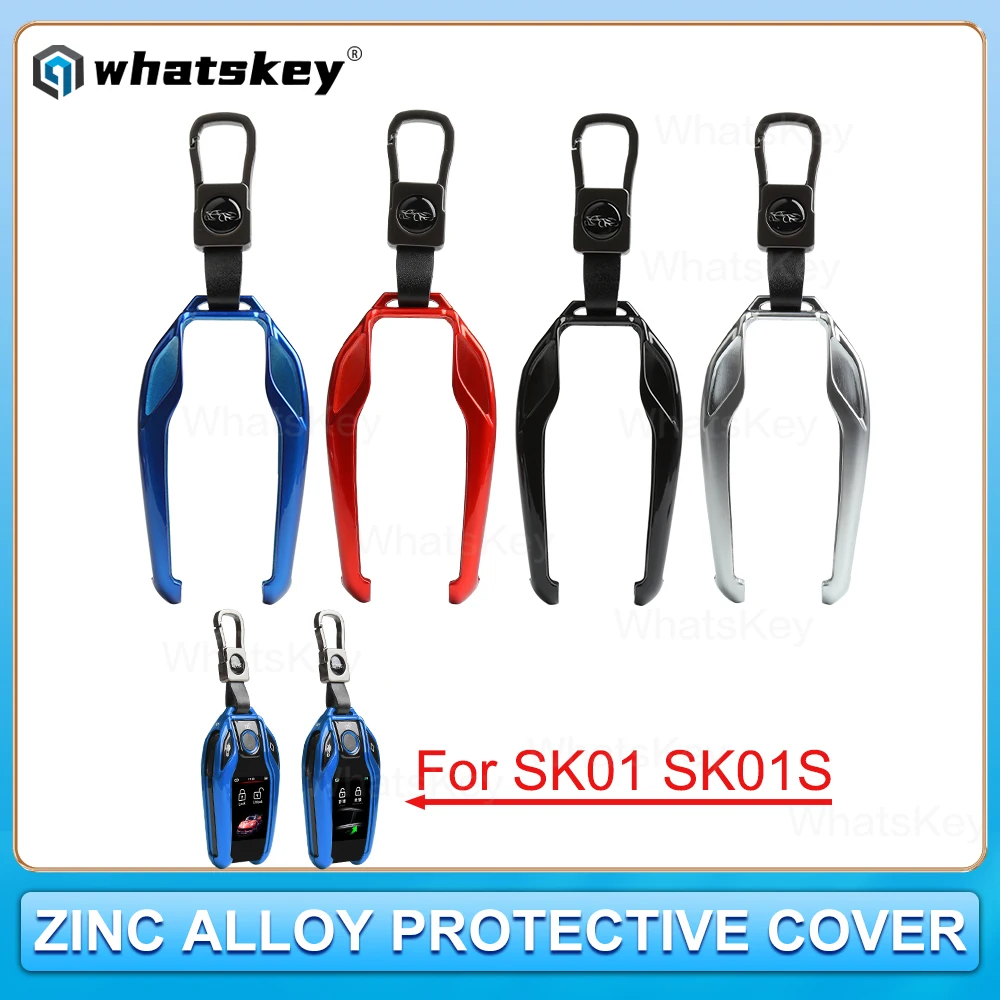 WhatsKey New SK01S Smart Remote Car Key Cover Zinc alloy material Case Protector SK01S LCD Display Key For BMW With Key Chain