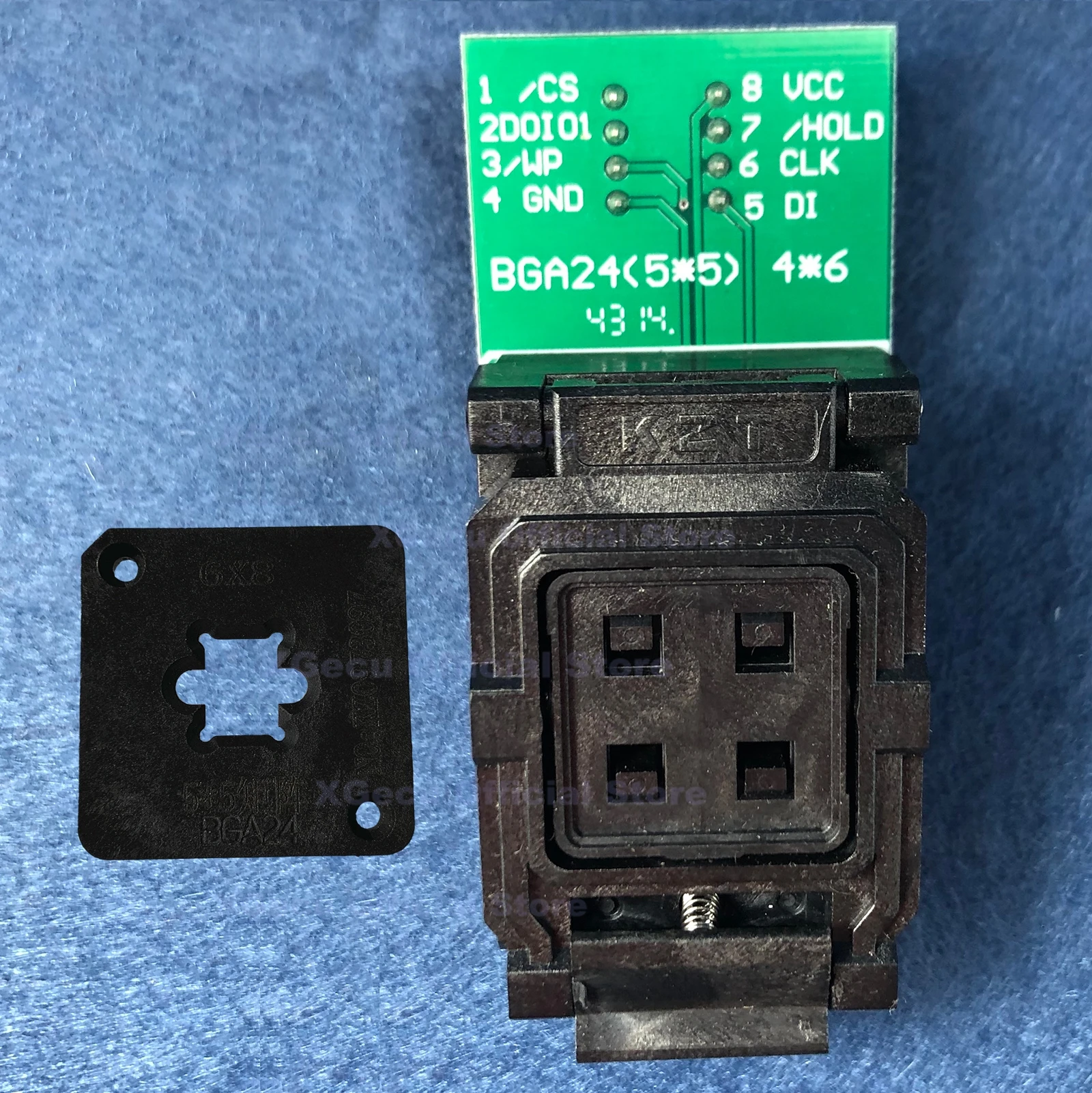 

BGA24/TFBGA24 TO DIP8 IC Socket/Adapter/Adaptor for 8X6 mm body width BGA SPI Flash chips,such as W25Q16/Q32/Q64/Q128/Q256