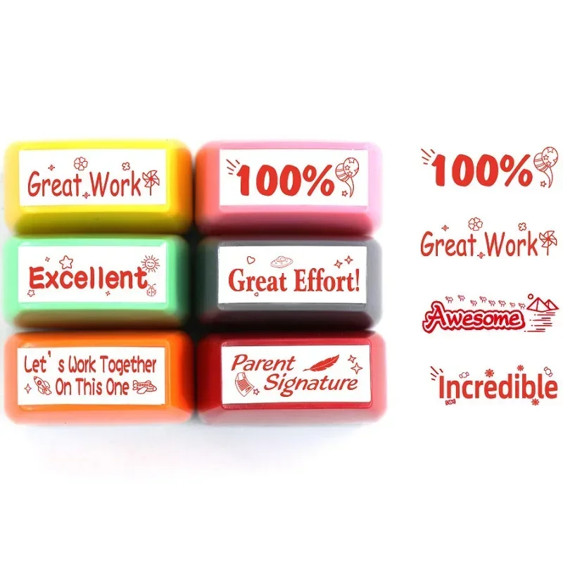 Self-Inking Teacher Stamp Mess-Free Motivation Teacher Grading Stamp Set Teachers Review Homework Feedback Stamps for Classroom