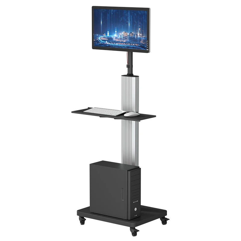 

Adjustable floor stand, rotating, no-drill universal hanging bracket, movable monitor floor cart