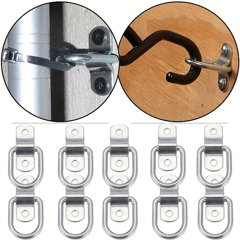 10pcs Heavy-Duty D-Ring Tie down Anchor Rings 1200lbs Capacity Corrosion-Resistant Left Side Truck Load Mounting Plate